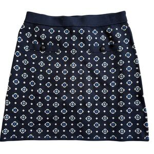 Loft Knit Blue Printed Mini Pencil Skirt size Medium NWT